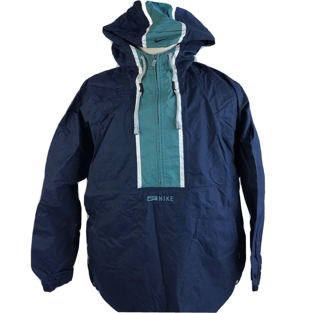 Nike Yourh Hooded Nylon Jacket Size Large 12-14 Vintage 90s Parachute Pullover